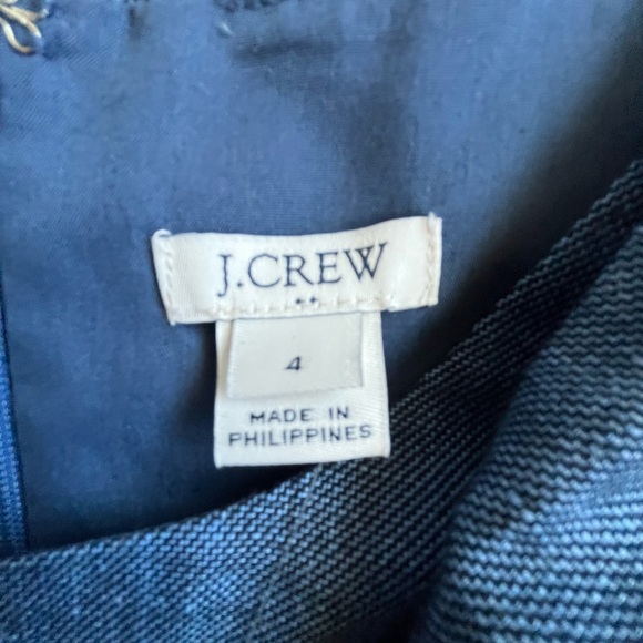 NWT J. Crew Linen Cotton Shift Dress Blue Womens Sz 4 Preppy Minimal New England - Picture 2 of 10